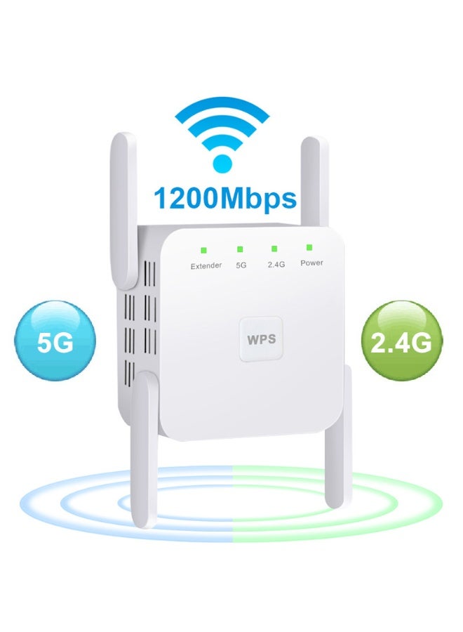 5G Wireless WiFi Signal Booster Router The total speed can reach 1200Mbps, supports WPS one-click pairing, and is equipped with 4 external high-gain antennas - Image 1